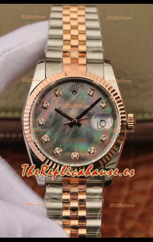 Rolex Datejust 36MM Movimiento Cal.3135 Reloj Réplica Suizo en Acero 904L Caja en Dos TonosPearl Dial