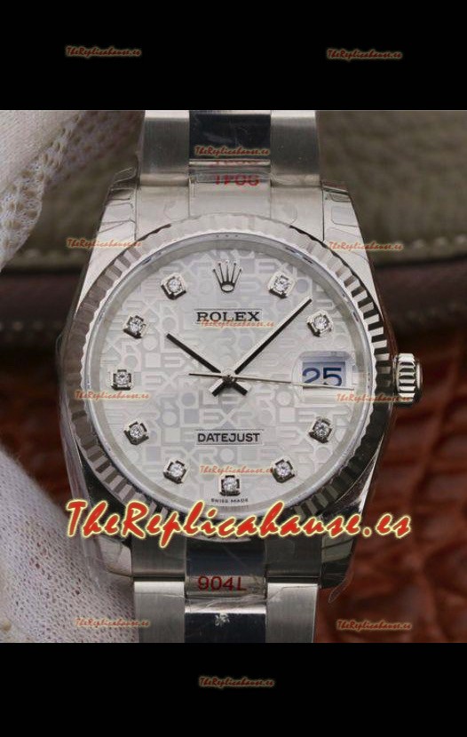 Rolex Datejust 36MM Movimiento ETA-3135 Réplica Suiza Caja en Acero 904L en Dial Blanco
