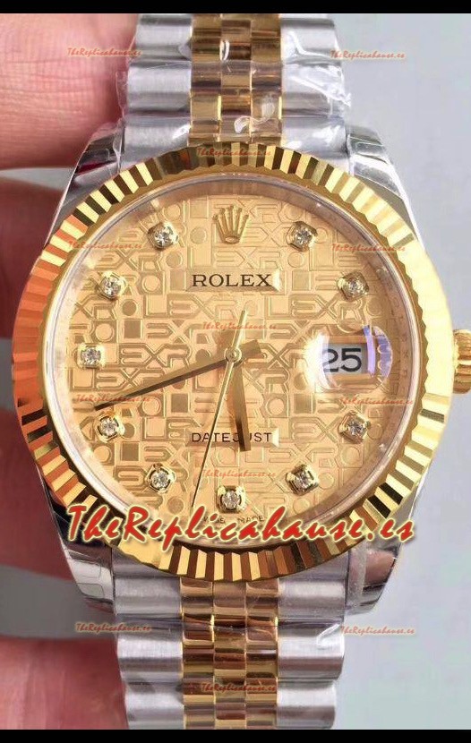 Rolex Datejust 41MM Movimiento Cal.3135 Movement Reloj Réplica Suizo En Acero 904L Caja tipo Computadora en Dos Tonos