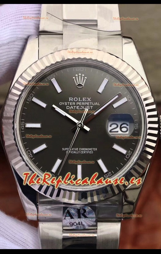 Rolex Datejust 41MM Movimiento Cal.3135 Movement Reloj Réplica Suizo en Caja de Acero 904L Dial Gris