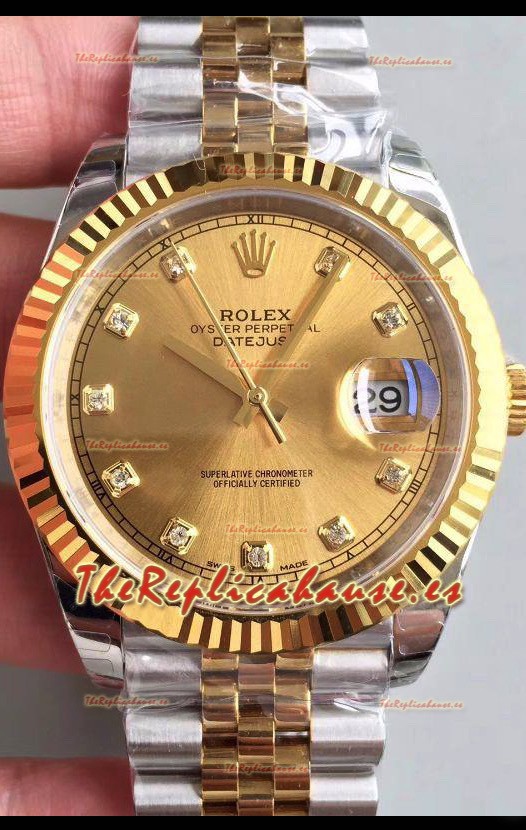 Rolex Datejust 41MM Movimiento Cal.3135 Reloj Réplica Suizo en Acero 904L Caja en Dos Tonos
