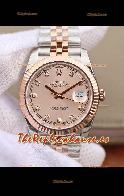 Rolex Datejust 41MM Movimiento Cal.3135 Reloj Réplica Suizo en Acero 904L en Dos Tonos Dial Champange