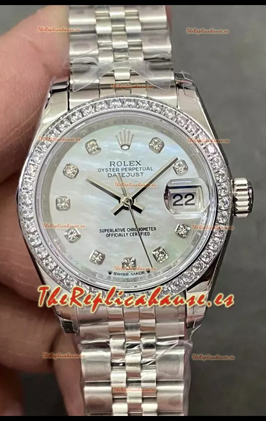 Reloj Rolex Datejust Super Clone Dial Madre Perla Caja Acero 28MM