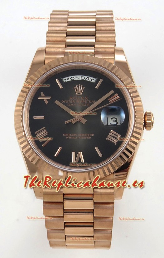 Rolex Day Date Super Clone Dial Ombre Marrón 40MM 220 Gramos Reloj Réplica Suizo