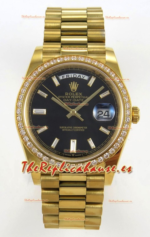 Rolex Day Date Super Clone Dial Negro 40MM 220 Gramos Reloj Réplica Suizo