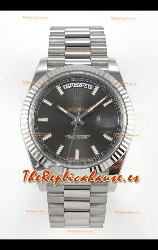 Rolex Day Date Super Clone Dial Gris 40MM 210 Gramos Reloj Réplica Suizo
