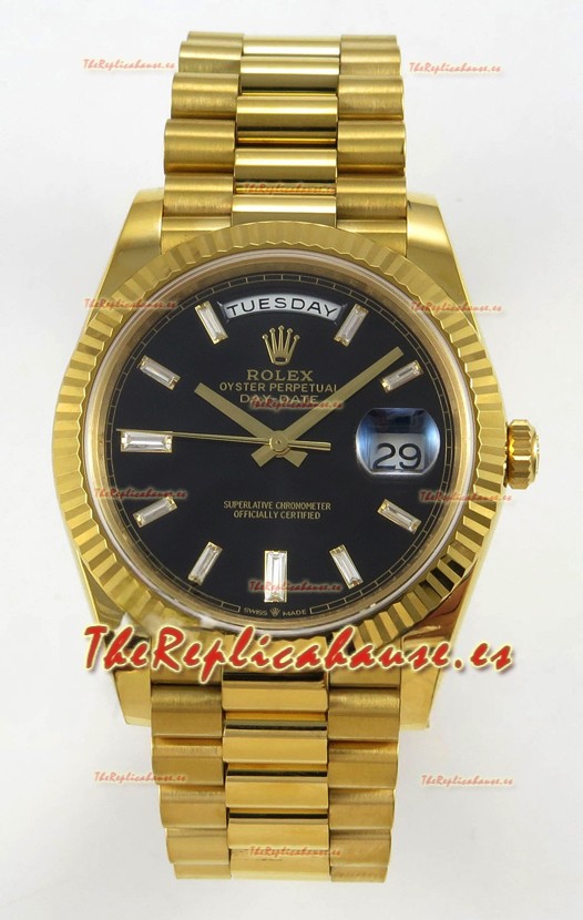 Rolex Day Date Super Clone Dial Negro 40MM 220 Gramos Reloj Réplica Suizo