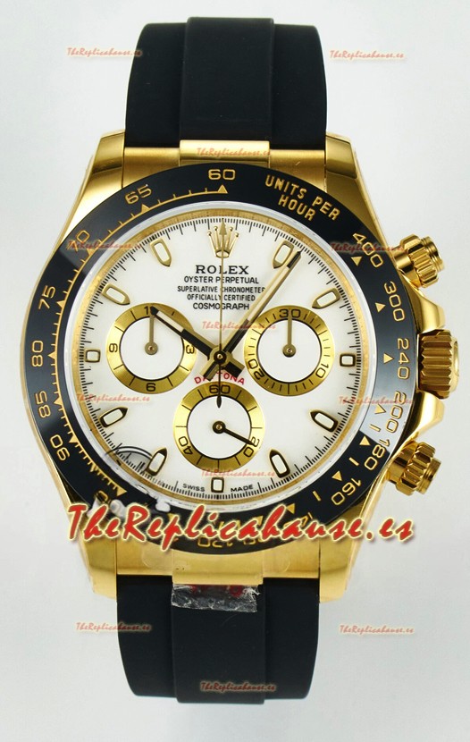 Rolex Daytona Super Clone 116518 Dial Amarillo Dorado Blanco Movimiento Original Cal.4130