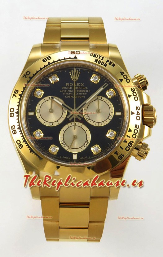 Rolex Daytona Super Clone 116508 Oro Amarillo - Dial Negro Movimiento Original Cal.4131