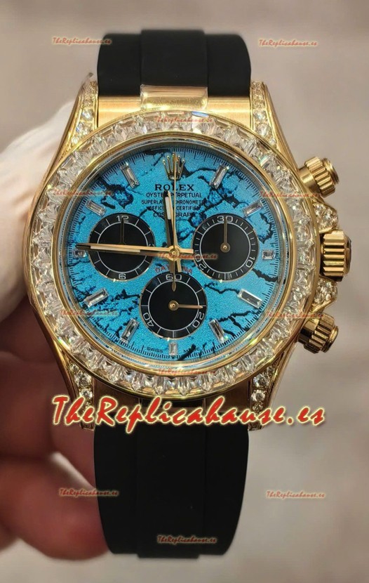 Rolex Daytona Super Clone 126518LN Oro Amarillo Dial Turquesa Movimiento Original Cal.4131