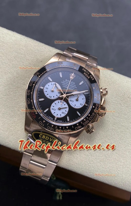 Rolex Daytona Super Clone 126525 Edición Le Mans Dial Rosado Dorado Negro Movimiento Original Cal.4132