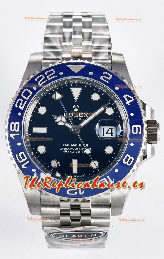 Rolex GMT Masters II Super Clone 126716 "Blaken" Reloj de Acero 904L con Dial Azul
