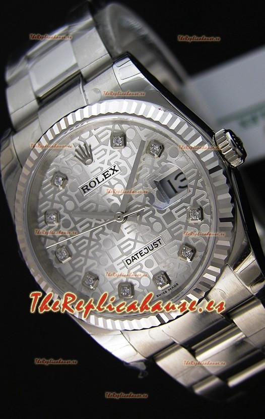 Rolex Datejust 36MM Cal.3135 Movement Reloj Réplica Suizo en Acero color Blanco, Dial en Acero