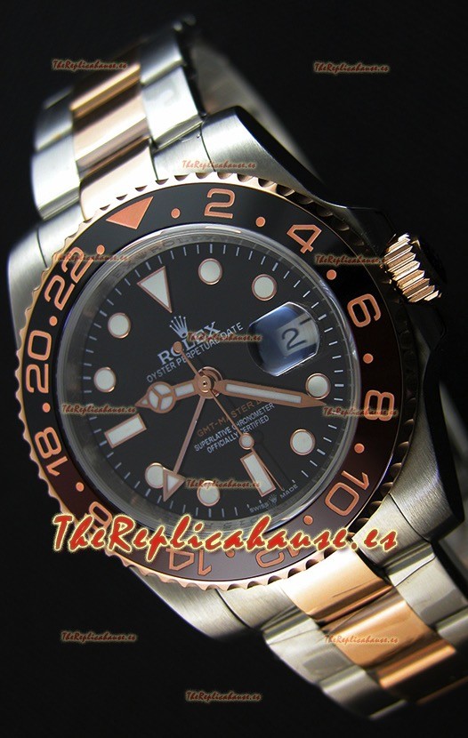 Rolex GMT Masters II 126711CHNR Everose Réplica Suiza a Espejo 1:1 en Acero tipo Ostra