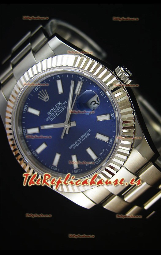 Rolex Datejust Japanese Replica Watch - Dial Azul in 41MM with Oyster Strap