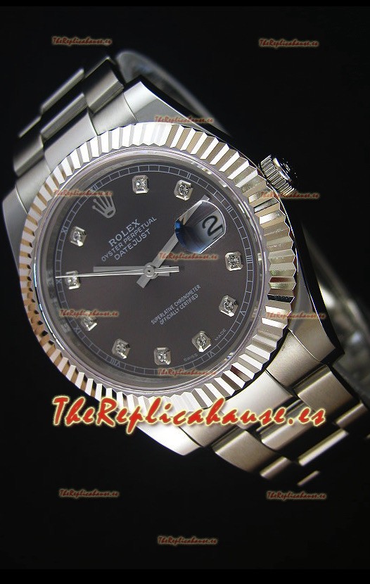 Rolex Datejust Reloj Réplica Japonés - Dial Gris en 36MM con correa Oyster
