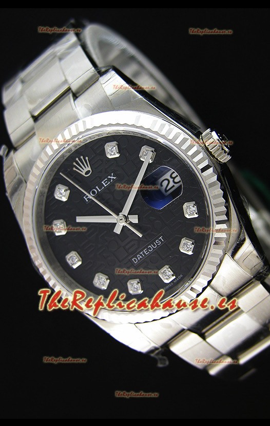 Rolex Datejust Reloj Réplica Japonés - Dial Negro en 36MM con correa Oyster