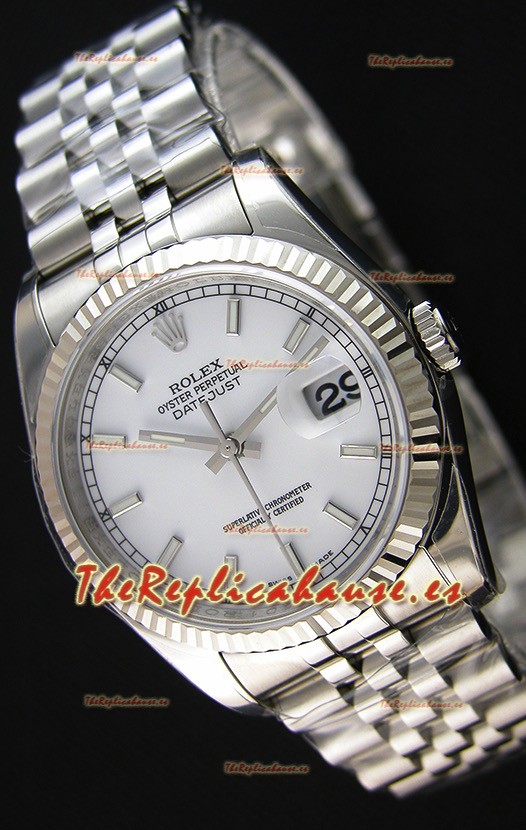 Rolex Datejust Reloj Réplica Japonés - Dial Blanco en 36MM con correa Jubilee
