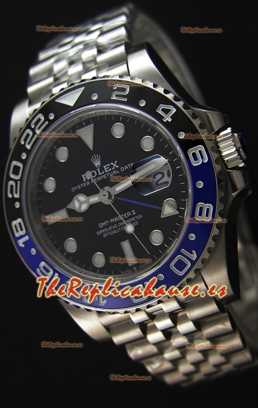 Rolex GMT Batman Reloj Réplica Movimiento Japonés en Correa Jubilee