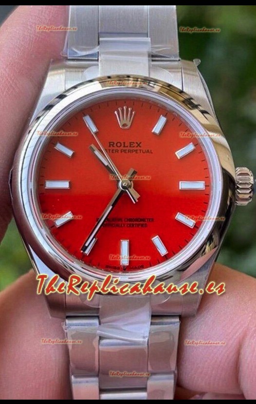 Rolex Oyster Perpetual REF#277200 31MM Movimiento y Réplica Suizo Dial Rojo Acero 904L Reloj Réplica Espejo 1:1