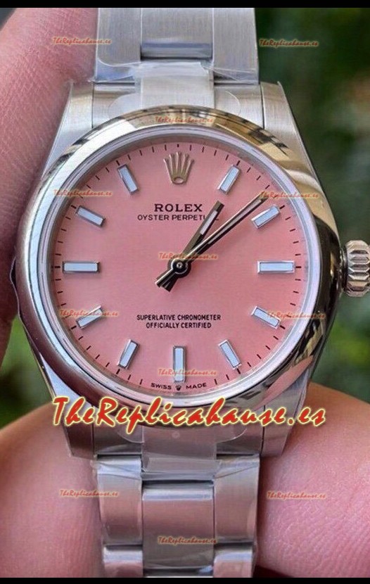 Rolex Oyster Perpetual REF#277200 31MM Movimiento y Réplica Suizo Dial Rosado Acero 904L Reloj Réplica Espejo 1:1