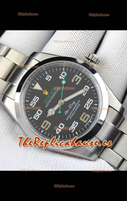 Rolex Air King Movimiento Japonés Reloj Réplica en Acero Inoxidable Dial Acero Negro 40MM