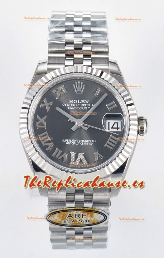 Rolex Super Clone Datejust ETA 2688 Movement 31MM Acero Inoxidable Case Reloj Dial Gris