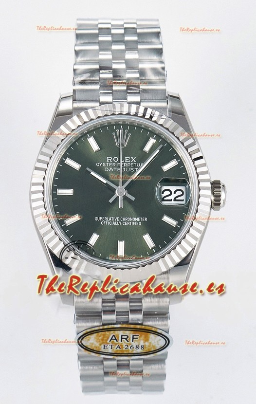 Rolex Super Clone Datejust ETA 2688 Movement 31MM Reloj Caja Acero Inoxidable Dial Verde
