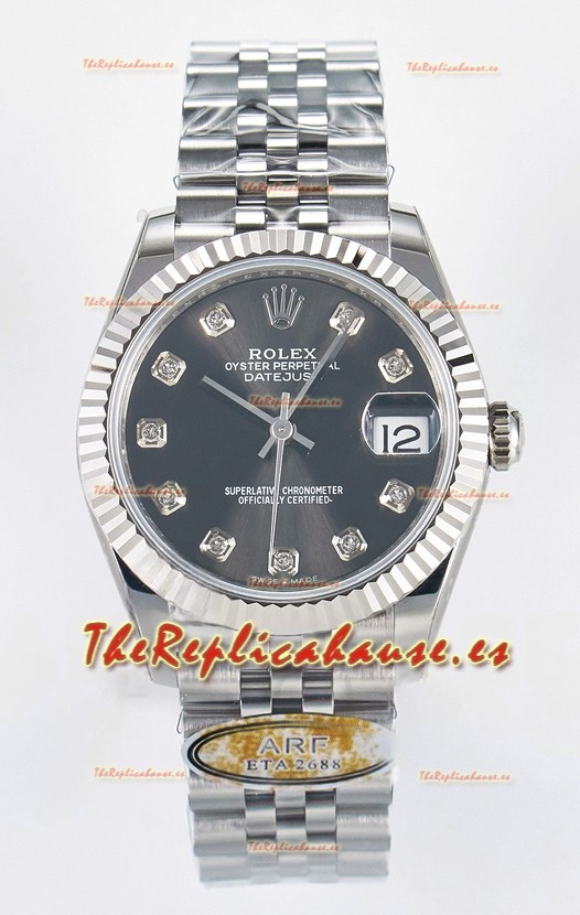 Rolex Super Clone Datejust ETA 2688 Movement 31MM Acero Inoxidable Case Reloj Dial Gris