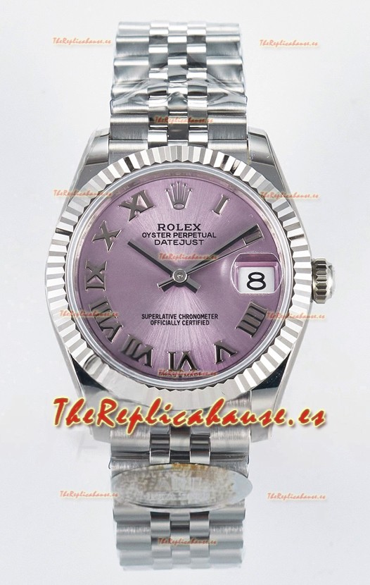 Rolex Super Clone Datejust ETA 2688 Movement 31MM Reloj Acero Inoxidable Dial Rosa Romanos
