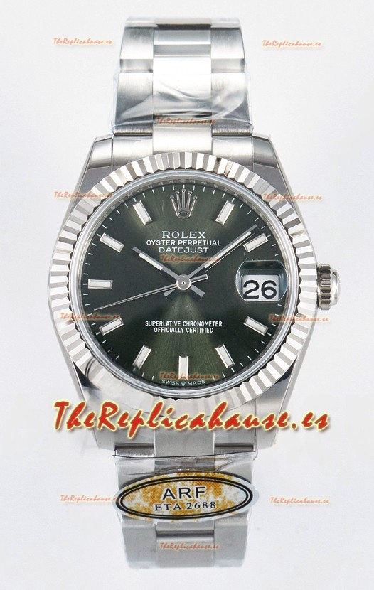 Rolex Super Clone Datejust ETA 2688 Movement 31MM Reloj Caja Acero Inoxidable Dial Verde