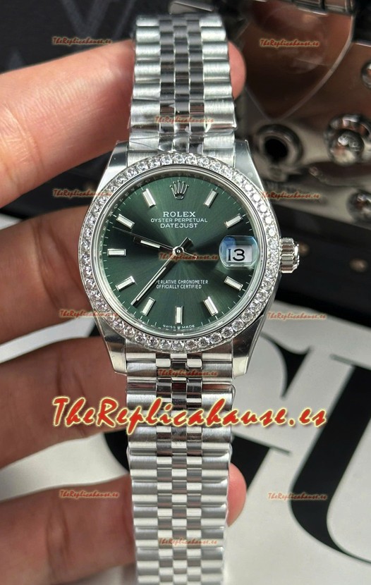 Rolex Super Clone Datejust ETA 2688 Movement 31MM Reloj Caja Acero Inoxidable Dial Verde