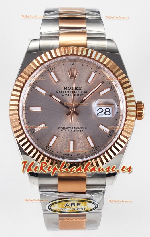Rolex Super Clone Datejust ETA 3235 Movement 41MM Reloj y Dial Chapados en Oro Rosado Dos Tonos