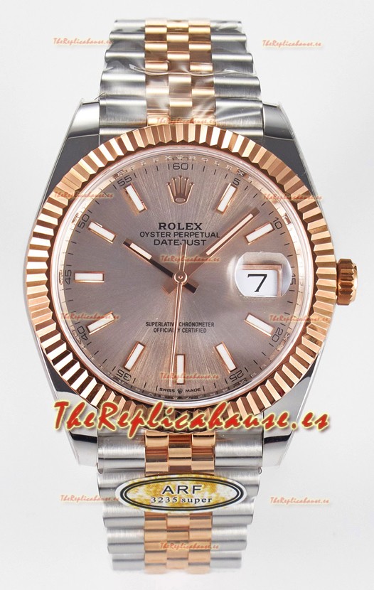 Rolex Super Clone Datejust ETA 3235 Movement 41MM Reloj y Dial Chapados en Oro Rosado Dos Tonos