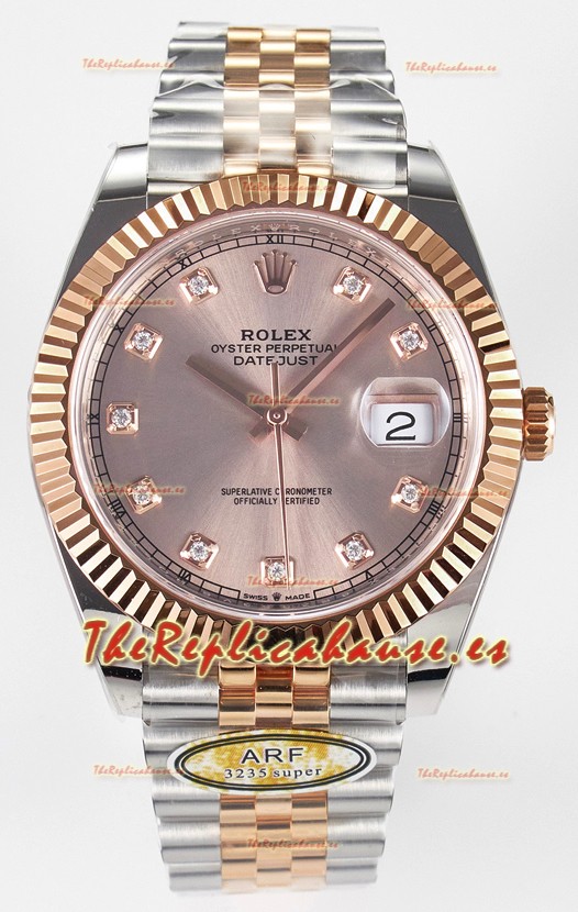 Rolex Super Clone Datejust ETA 3235 Movement 41MM Reloj y Dial Chapados en Oro Rosado Dos Tonos