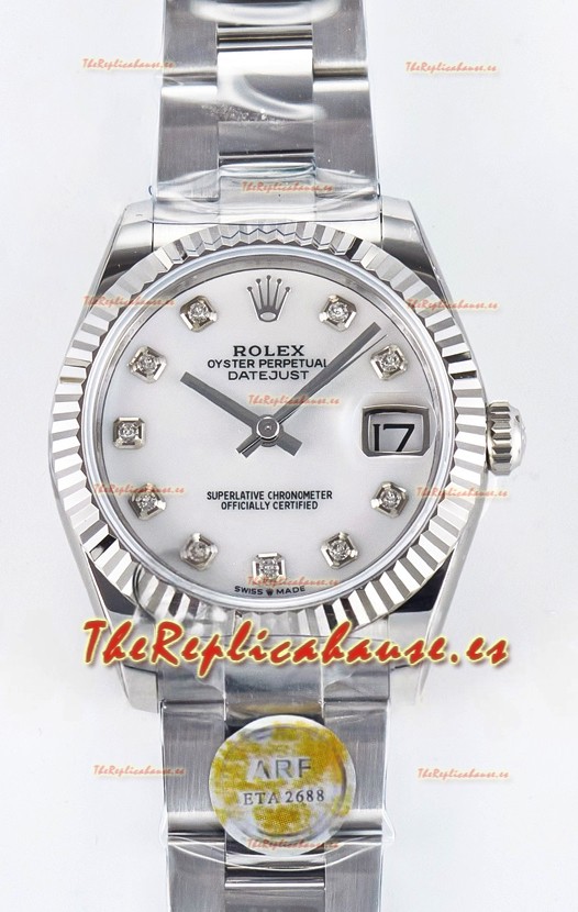 Rolex Super Clone Datejust ETA 2688 Movement 31MM Reloj Acero Inoxidable Dial Perla