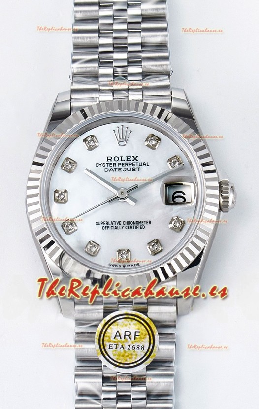 Rolex Super Clone Datejust ETA 2688 Movement 31MM Reloj Acero Inoxidable Dial Perla