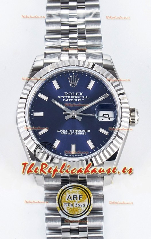 Rolex Super Clone Datejust ETA 2688 Movement 31MM Reloj Acero Inoxidable Dial Azul