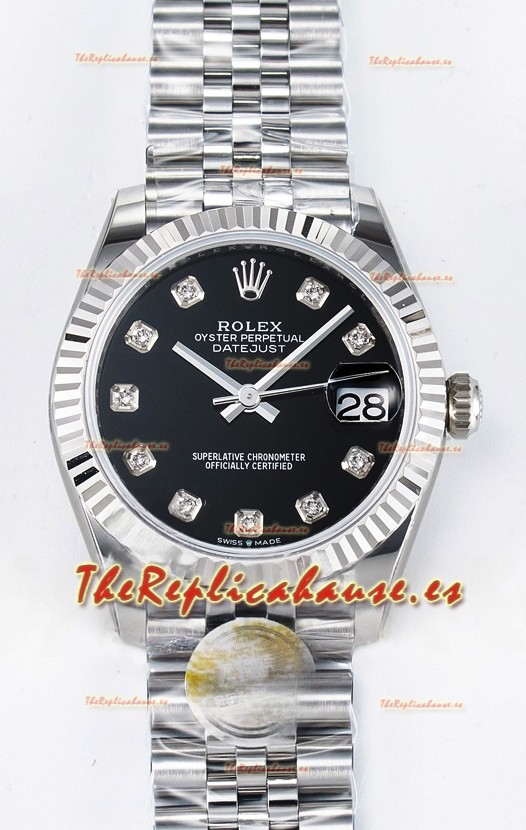 Rolex Super Clone Datejust ETA 2688 Movement 31MM Reloj Acero Inoxidable Dial Negro