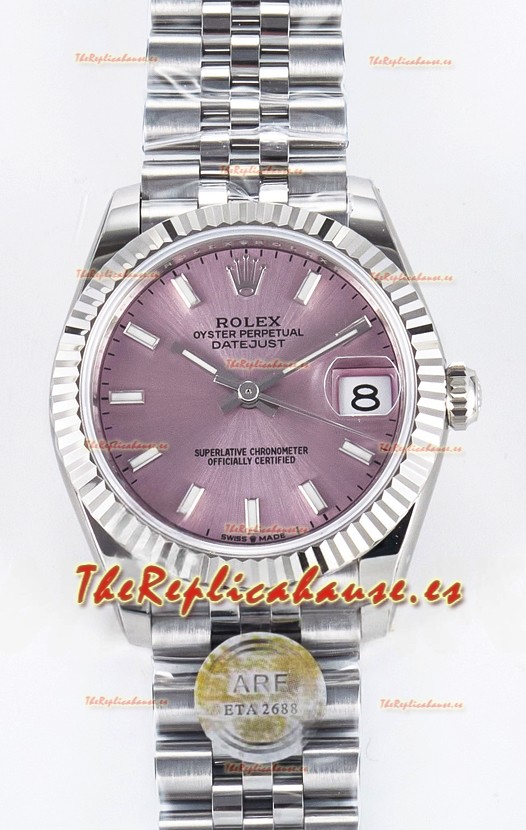 Rolex Super Clone Datejust ETA 2688 Movement 31MM Reloj Acero Inoxidable Dial Rosa 