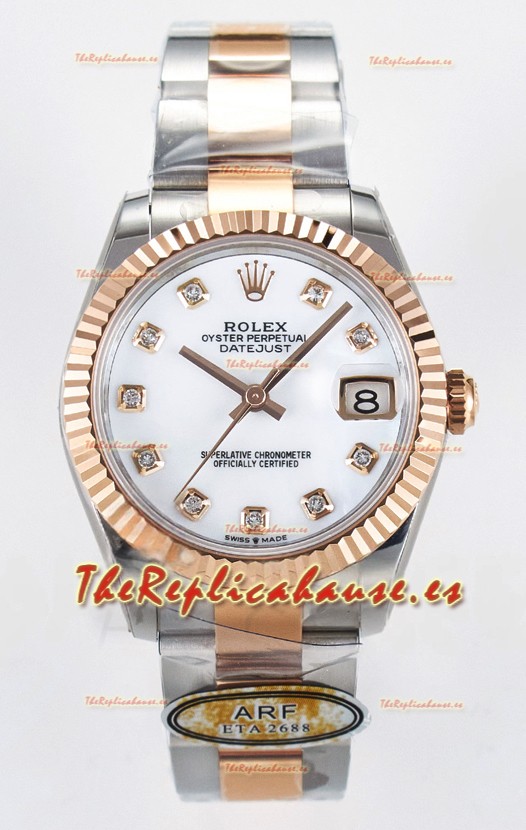 Rolex Super Clone Datejust ETA 2688 Movement 31MM Dial Oro Rosado Dos Tonos