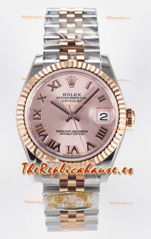 Rolex Super Clone Datejust ETA 2688 Movement 31MM Oro Rosado Dos Tonos Suizo Dial Champange