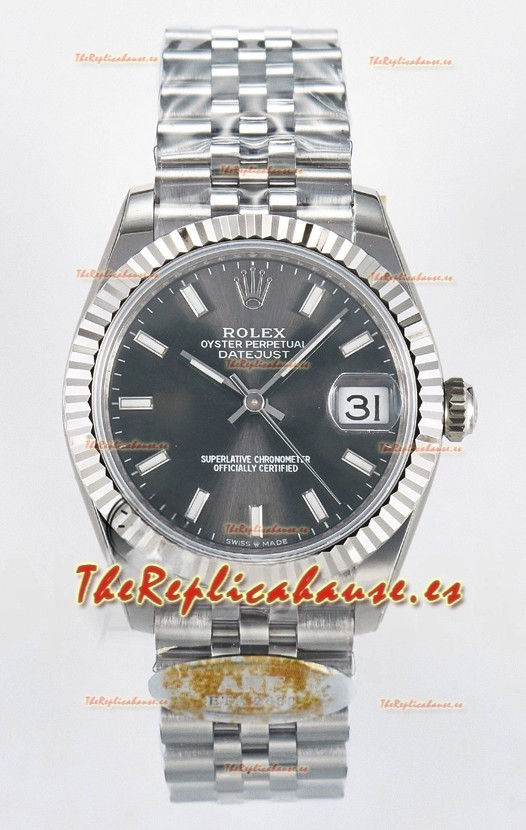 Rolex Super Clone Datejust ETA 2688 Movement 31MM Acero Inoxidable Case Reloj Dial Gris