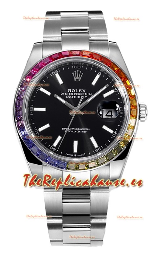 Rolex Datejust 41MM Reloj Réplica Suiza - Acero 904L Dial Negro