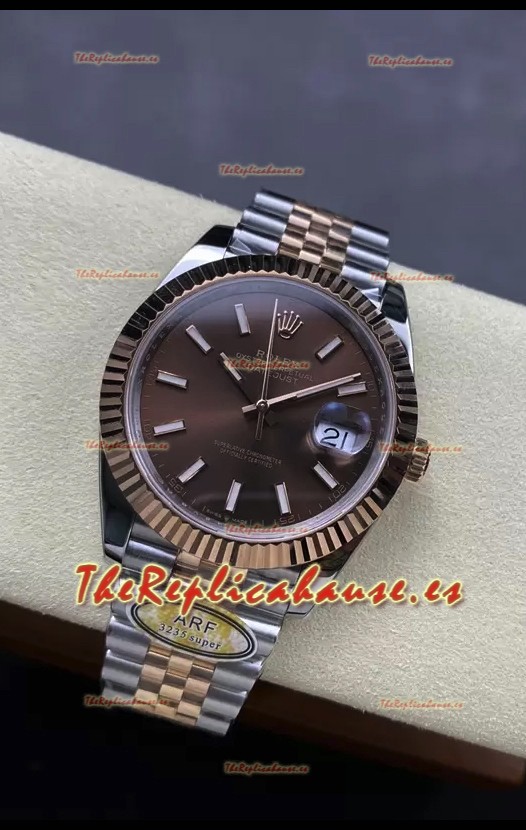 Rolex Datejust 126331 41MM ETA3235 72 Horas Energía Dial Marrón Jubilee Réplica Espejo 1:1 en Oro Rosado Acero 904L
