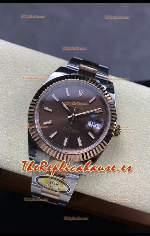 Rolex Datejust 126331 41MM ETA3235 72 Horas Energía Dial Marrón Oyster Réplica Espejo 1:1 en Oro Rosado Acero 904L
