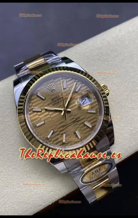 Rolex Datejust M126333 41MM ETA3235 72 Horas Energía Dial Estriado Oyster Réplica Espejo 1:1 Oro Amarillo Acero 904L