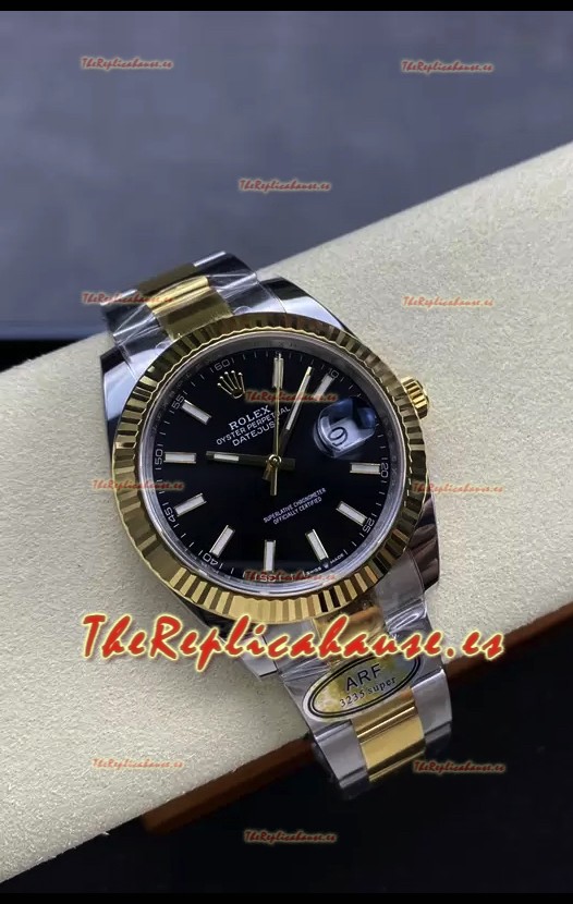 Rolex Datejust M126333 41MM ETA 3235 72 Horas Energía Dial Negro Oyster Réplica Espejo 1:1 Oro Amarillo Acero 904L