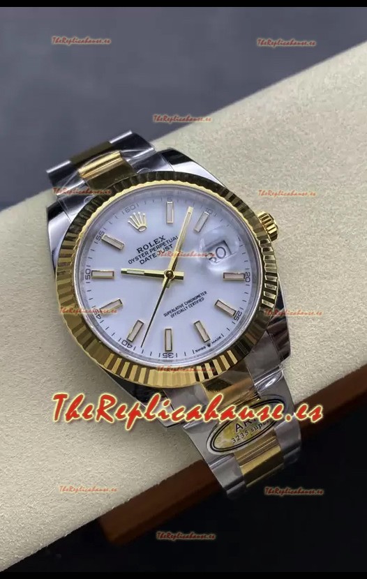 Rolex Datejust M126333 41MM ETA3235 72 Horas Energía Dial Blanco Oyster Réplica Espejo 1:1 Oro Amarillo Acero 904L