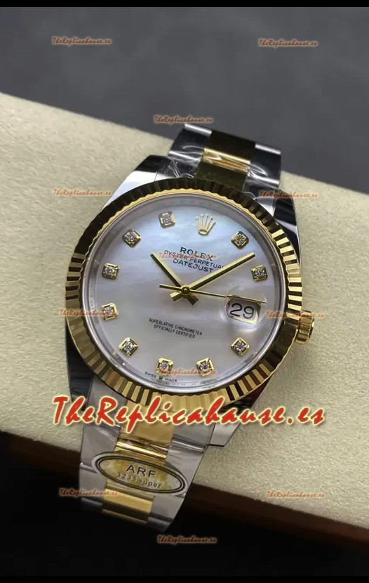Rolex Datejust M126333 41MM ETA3235 72 Horas Energía Dial Perla Oyster Réplica Espejo 1:1 Oro Amarillo Acero 904L